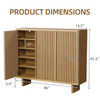 46 Inch Shoe Cabinet with Fluted Door, 5-Tier Storage with 4 Adjustable Shelves, Rustic Shoe Organizer for Entryway, Hallway, Living Room