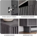 46 Inch Shoe Cabinet with Fluted Door, 5-Tier Storage with 4 Adjustable Shelves, Rustic Shoe Organizer for Entryway, Hallway, Living Room