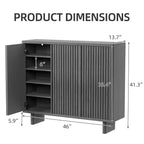 46 Inch Shoe Cabinet with Fluted Door, 5-Tier Storage with 4 Adjustable Shelves, Rustic Shoe Organizer for Entryway, Hallway, Living Room