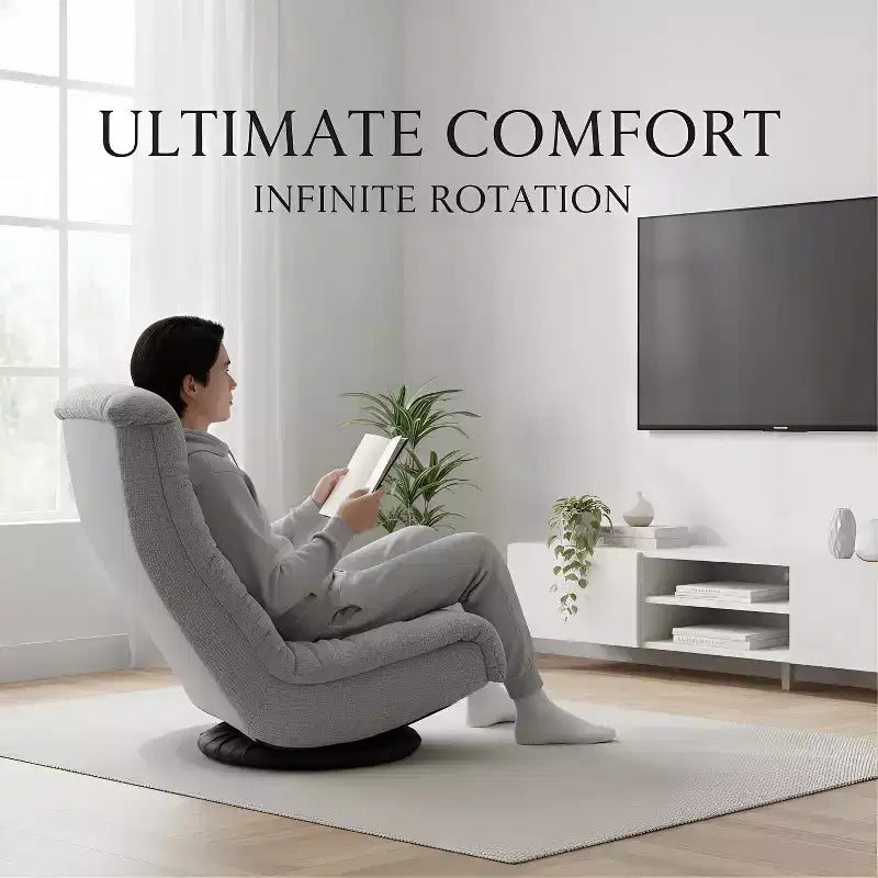 Summit Adventure Swivel Foam Lounge Chair with Headrest Floor Compatible Adjustable Gaming Chair Grey 26x23x14 Inch