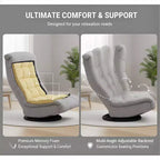 Summit Adventure Swivel Foam Lounge Chair with Headrest Floor Compatible Adjustable Gaming Chair Grey 26x23x14 Inch