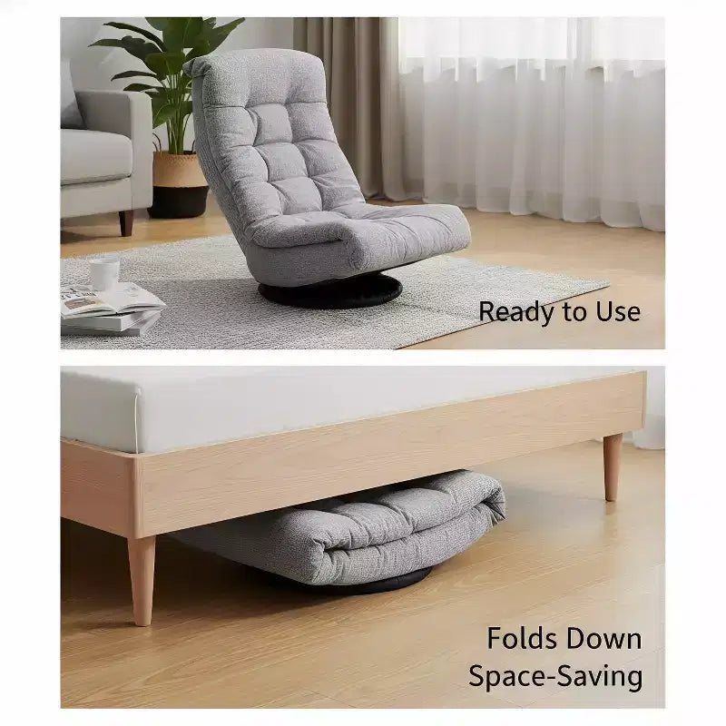 Summit Adventure Swivel Foam Lounge Chair with Headrest Floor Compatible Adjustable Gaming Chair Grey 26x23x14 Inch