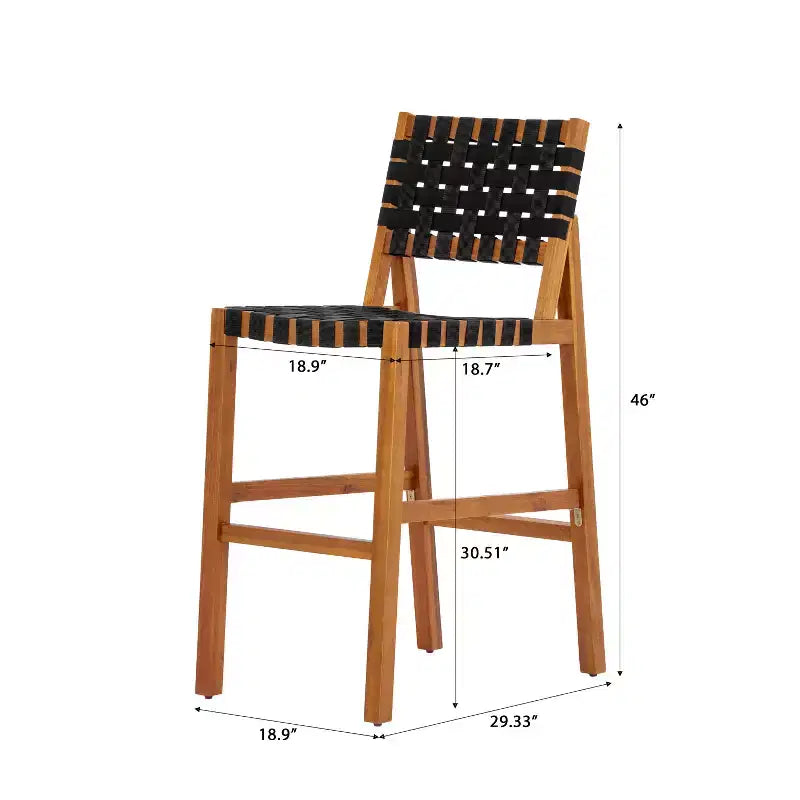 Christopher Knight Home Elara Farmhouse Patio Acacia Wood Woven Rope Bar Stools (Set of 2)