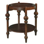 GDFStudio Violet Classic Solid Wood Round Side Table with Lower Shelf