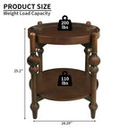 GDFStudio Violet Classic Solid Wood Round Side Table with Lower Shelf
