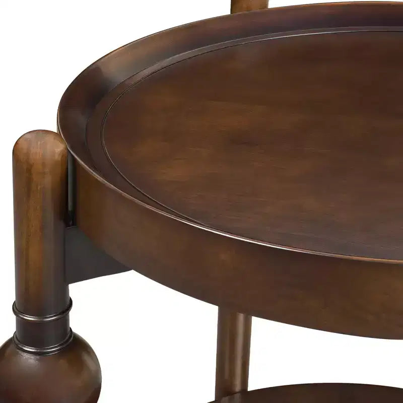 GDFStudio Violet Classic Solid Wood Round Side Table with Lower Shelf