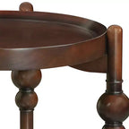 GDFStudio Violet Classic Solid Wood Round Side Table with Lower Shelf