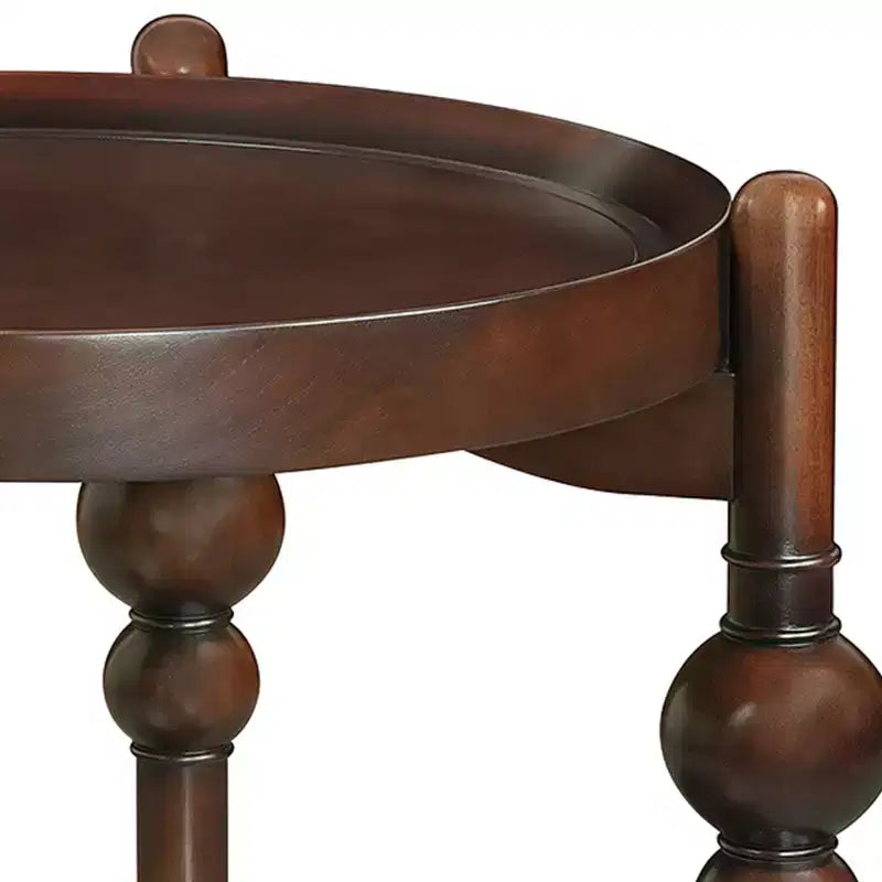 GDFStudio Violet Classic Solid Wood Round Side Table with Lower Shelf