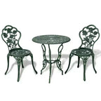 vidaXL Patio Bistro Set 3 Piece Outdoor Garden Table and Chair Cast Aluminum - Green