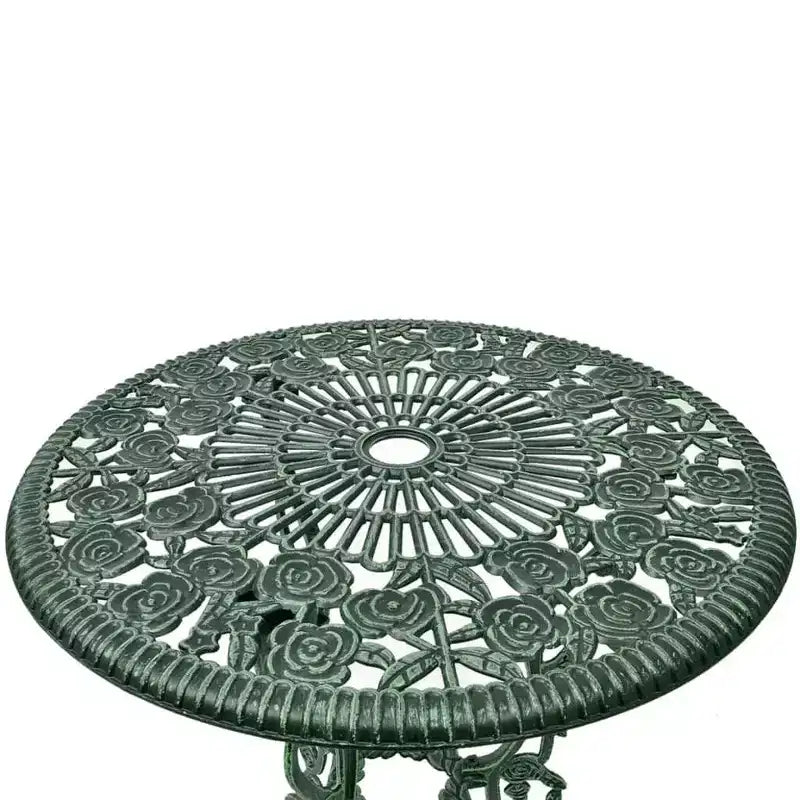 vidaXL Patio Bistro Set 3 Piece Outdoor Garden Table and Chair Cast Aluminum - Green