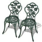 vidaXL Patio Bistro Set 3 Piece Outdoor Garden Table and Chair Cast Aluminum - Green