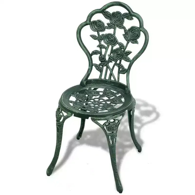 vidaXL Patio Bistro Set 3 Piece Outdoor Garden Table and Chair Cast Aluminum - Green
