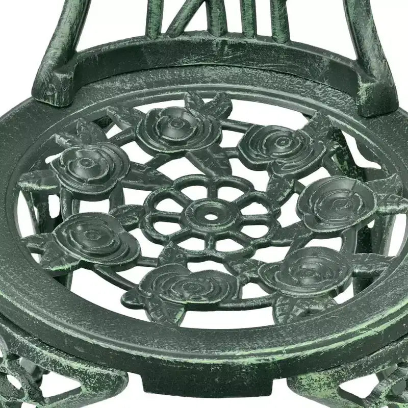 vidaXL Patio Bistro Set 3 Piece Outdoor Garden Table and Chair Cast Aluminum - Green