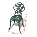 vidaXL Patio Bistro Set 3 Piece Outdoor Garden Table and Chair Cast Aluminum - Green