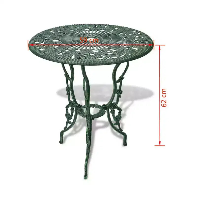 vidaXL Patio Bistro Set 3 Piece Outdoor Garden Table and Chair Cast Aluminum - Green