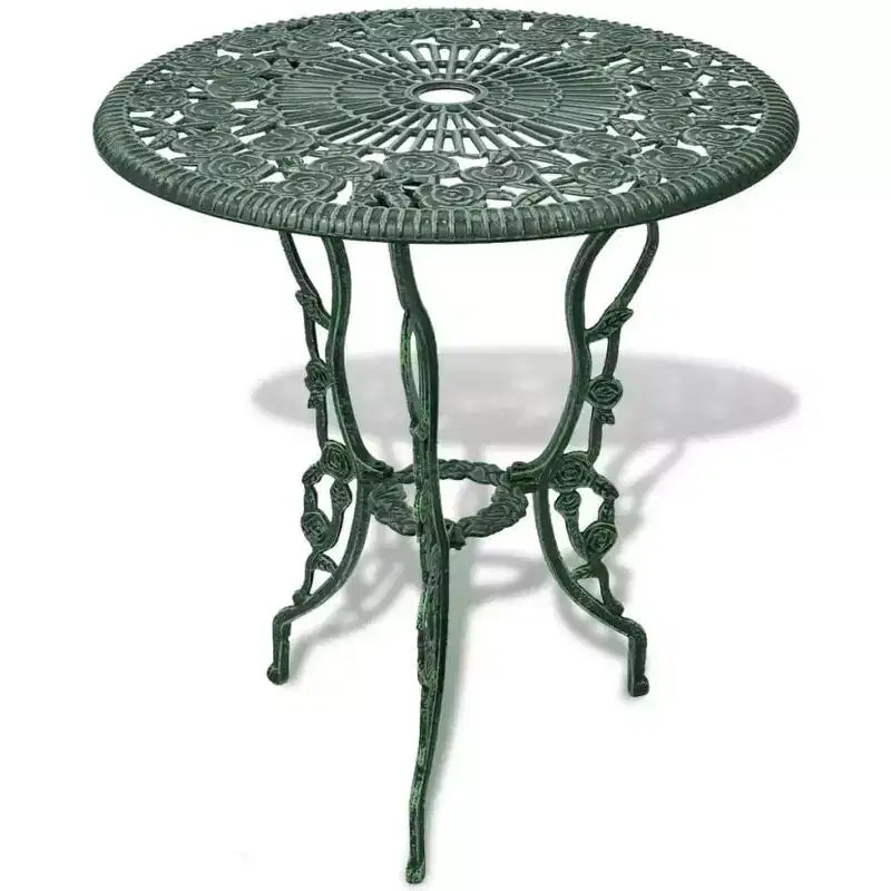 vidaXL Patio Bistro Set 3 Piece Outdoor Garden Table and Chair Cast Aluminum - Green