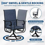 Swivel Outdoor Patio Chair High Back Padded All-Weather Textilene Seat Sturdy Metal Rocking Frame for Garden Lawn Backyard