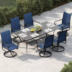 Swivel Outdoor Patio Chair High Back Padded All-Weather Textilene Seat Sturdy Metal Rocking Frame for Garden Lawn Backyard