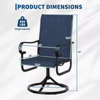 Swivel Outdoor Patio Chair High Back Padded All-Weather Textilene Seat Sturdy Metal Rocking Frame for Garden Lawn Backyard