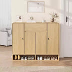 47.2 Shoe Storage Cabinet with 4 Doors & 1 Drawer, Large Capacity Entryway Organizer with Rounded Corners, Narrow Shoe Rack for Hallway, Living Room