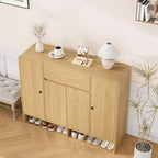 47.2 Shoe Storage Cabinet with 4 Doors & 1 Drawer, Large Capacity Entryway Organizer with Rounded Corners, Narrow Shoe Rack for Hallway, Living Room