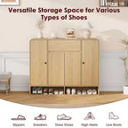 47.2 Shoe Storage Cabinet with 4 Doors & 1 Drawer, Large Capacity Entryway Organizer with Rounded Corners, Narrow Shoe Rack for Hallway, Living Room