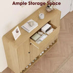 47.2 Shoe Storage Cabinet with 4 Doors & 1 Drawer, Large Capacity Entryway Organizer with Rounded Corners, Narrow Shoe Rack for Hallway, Living Room