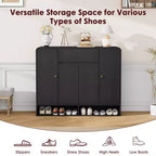 47.2 Shoe Storage Cabinet with 4 Doors & 1 Drawer, Large Capacity Entryway Organizer with Rounded Corners, Narrow Shoe Rack for Hallway, Living Room