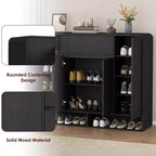 47.2 Shoe Storage Cabinet with 4 Doors & 1 Drawer, Large Capacity Entryway Organizer with Rounded Corners, Narrow Shoe Rack for Hallway, Living Room