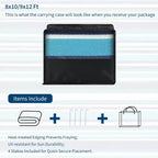 8x10 Waterproof Reversible Outdoor Plastic Straw Rug, Colorful Lines, Foldable for Patio, RV, Deck, Picnic, Porch, Camper, Balcony, Blue