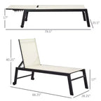 Outdoor Lounge Chair, Patio Lounger With 5-Position Reclining Backrest and 2 Wheels