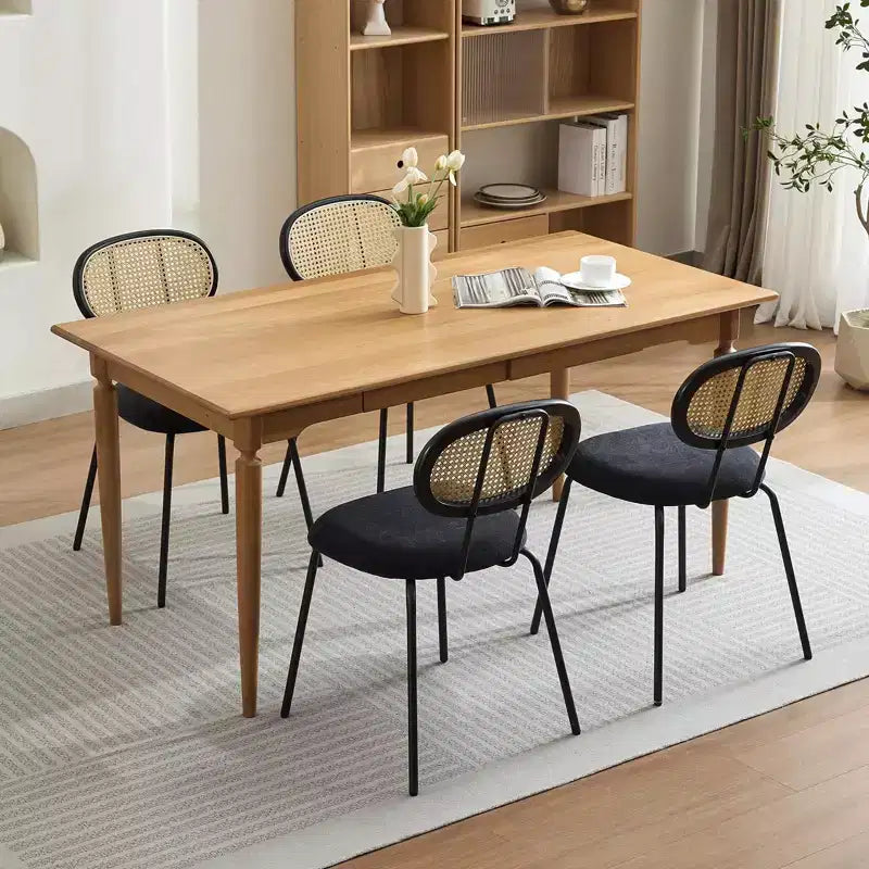 Acekool Mid Century Modern Velvet Dining Chairs Set of 2 Rattan Back Upholstered Metal Chairs for Kitchen Living Room