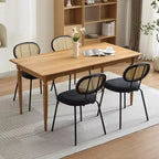 Acekool Mid Century Modern Velvet Dining Chairs Set of 2 Rattan Back Upholstered Metal Chairs for Kitchen Living Room
