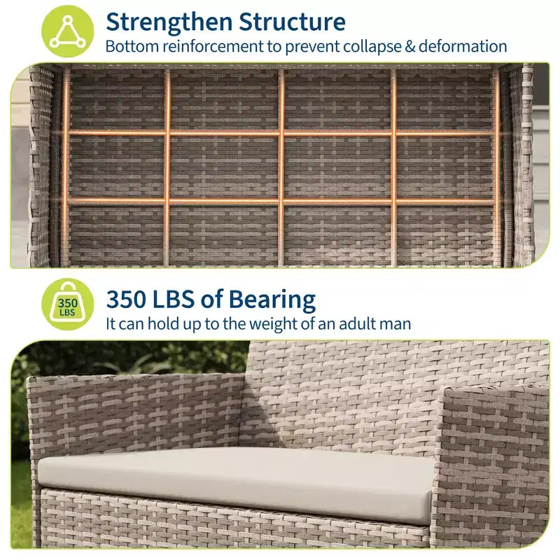 4-Piece Patio Furniture Set, Rattan Outdoor Sofa with 2 Chairs & Coffee Table, Modern Bistro Set for Garden & Backyard