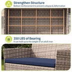 4-Piece Patio Furniture Set, Rattan Outdoor Sofa with 2 Chairs & Coffee Table, Modern Bistro Set for Garden & Backyard