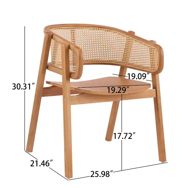Christopher Knight Home Stellan Farmhouse Rubberwood Rattan Dining Chairs with Curved Back
