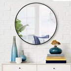 24 Round Wall Mirror Aluminum Frame Wall Mounted Bathroom Mirror HD Shatterproof Distortion-Free Glass Vanity Mirror for Living Room Entryway Bedroom