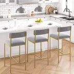 Acekool 25 5 Counter Height Bar Stools Set of 4 Upholstered Kitchen Chairs and Footrest for Island
