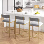 Acekool 25 5 Counter Height Bar Stools Set of 4 Upholstered Kitchen Chairs and Footrest for Island