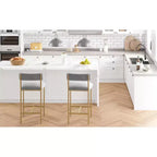 Acekool 25 5 Counter Height Bar Stools Set of 4 Upholstered Kitchen Chairs and Footrest for Island
