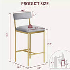 Acekool 25 5 Counter Height Bar Stools Set of 4 Upholstered Kitchen Chairs and Footrest for Island