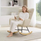 Nursery Rocking Chair, Comfort Glider with High Backrest, Padded Seat, Green Accent Chair for Living Room, Bedroom