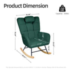 Nursery Rocking Chair, Comfort Glider with High Backrest, Padded Seat, Green Accent Chair for Living Room, Bedroom