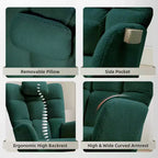 Nursery Rocking Chair, Comfort Glider with High Backrest, Padded Seat, Green Accent Chair for Living Room, Bedroom
