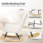 Nursery Rocking Chair, Comfort Glider with High Backrest, Padded Seat, Green Accent Chair for Living Room, Bedroom