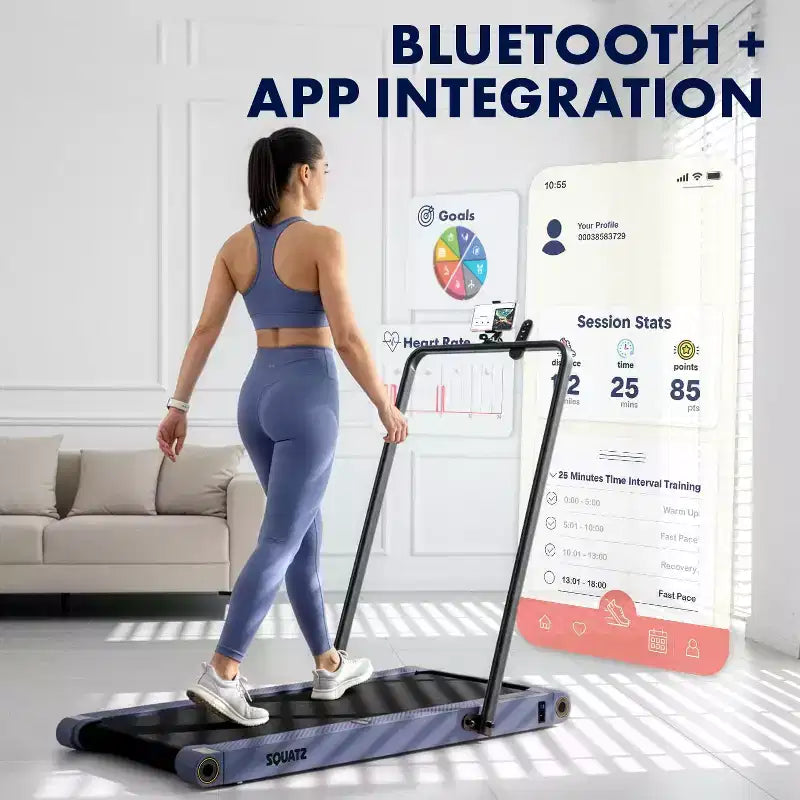 Squatz 2-in-1 Walking Pad with Vibration Plates and Handlebar  Blue