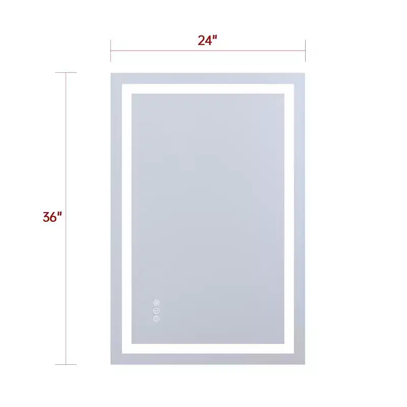 SUMERAIN 24x36 Wall Vanity Mirror Tempered Glass, Anti-Fog ETL Bathroom Mirror Smart Memory Setting