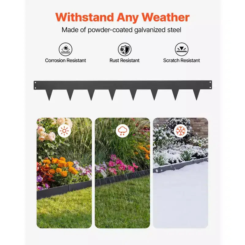 VEVOR Galvanized Steel Landscape Edging, 10-Pack 40 x 4.5 Inch Metal Edging for Landscaping with 11 Mounting Clips, Metal Garden Edge Border, Black