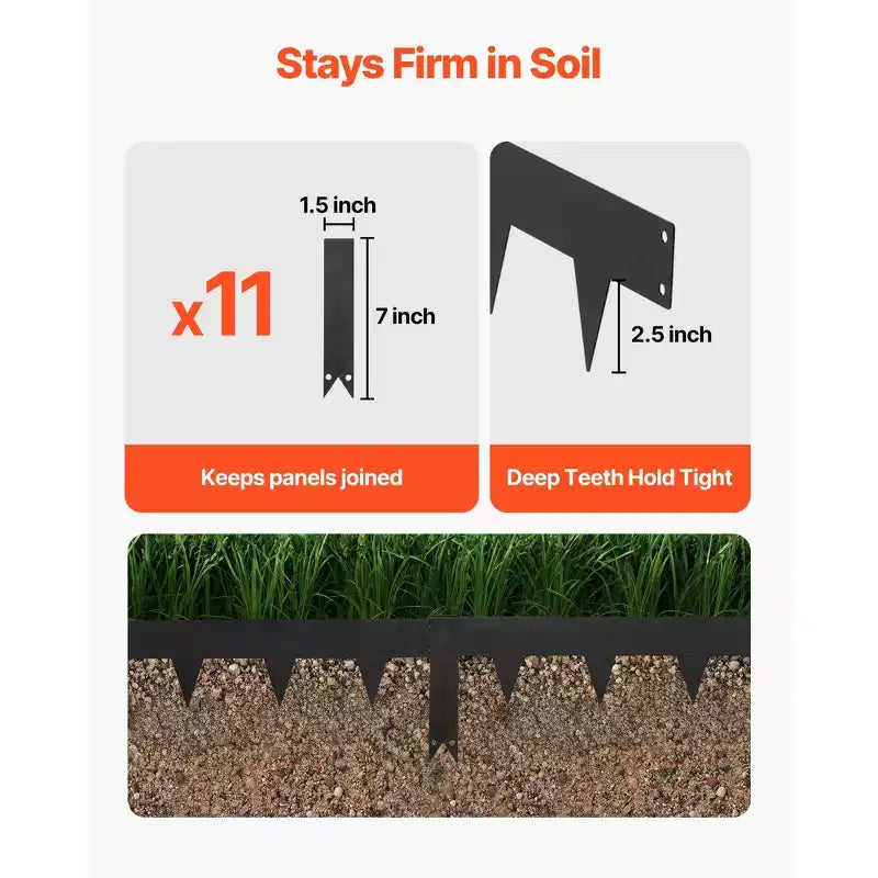 VEVOR Galvanized Steel Landscape Edging, 10-Pack 40 x 4.5 Inch Metal Edging for Landscaping with 11 Mounting Clips, Metal Garden Edge Border, Black