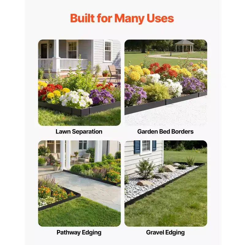 VEVOR Galvanized Steel Landscape Edging, 10-Pack 40 x 4.5 Inch Metal Edging for Landscaping with 11 Mounting Clips, Metal Garden Edge Border, Black